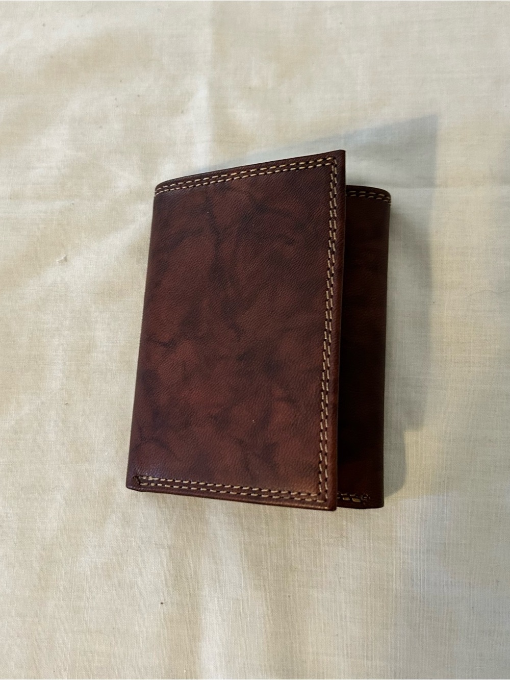 NWT Vintage Buxton Brown Leather Photo/Card Trifold Wallet/Style # 51919-BMS